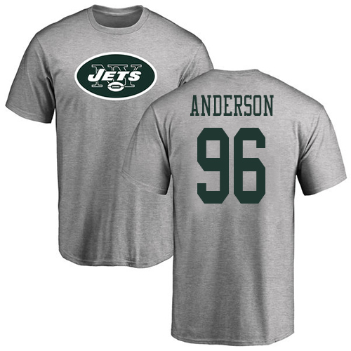 New York Jets Men Ash Henry Anderson Name and Number Logo NFL Football #96 T Shirt->new york jets->NFL Jersey